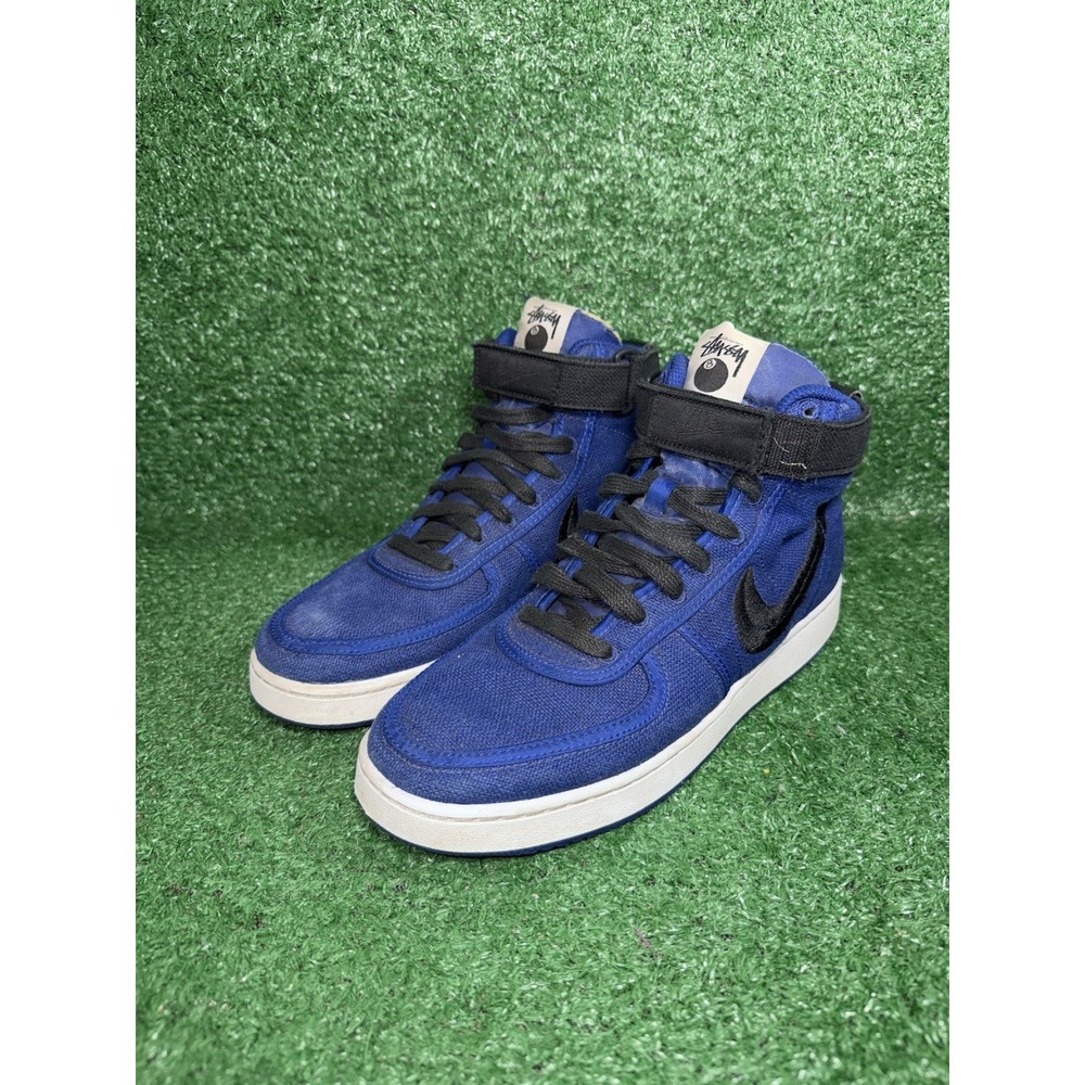 Stussy X Nike Vandal High DX5425-400 Royal Blue Black Skate Sneakers Mens Size 8 - Picture 3 of 9